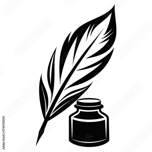 Classic quill pen and inkwell symbol