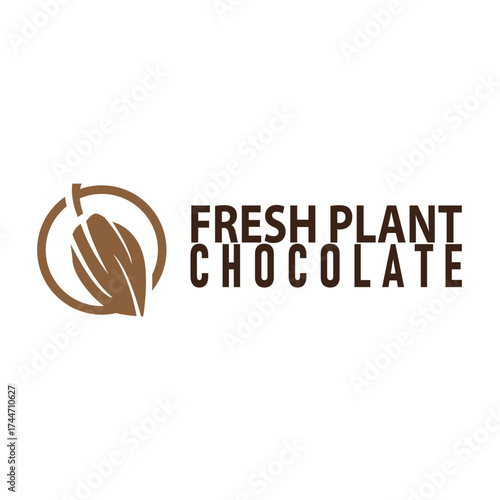simple concept of cocoa bean logo, old vintage design and symbol of plantation plant and beverage template, illustration of brand product symbol and poster template