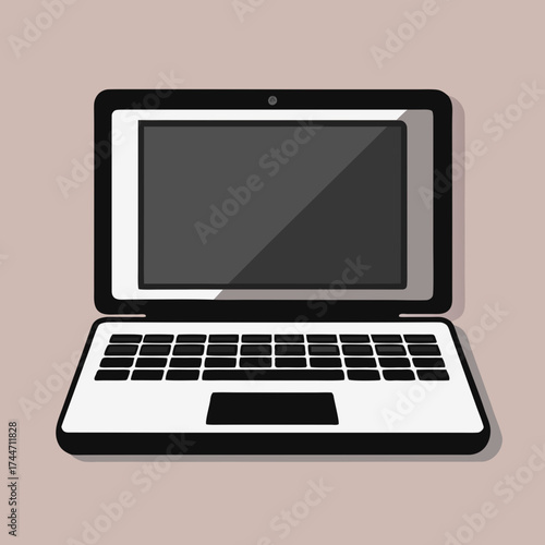 Modern laptop illustration with dark screen and keyboard
