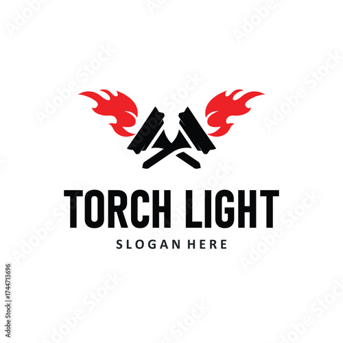 Torch logo, simple modern design, fire furnace, concept, symbol, illustration, poster template or product brand