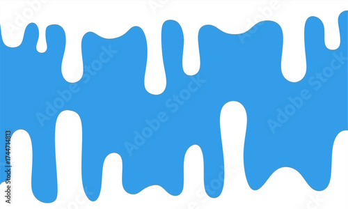 Milk Drip on Blue Background. Smooth White Liquid Vector Illustration