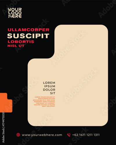 Sleek and modern social media post template with a professional corporate design, featuring a minimalist layout and bold geometric shapes for marketing instagram post template layout 