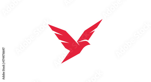 Abstract red avian logo design featuring stylized wings and sharp geometric shapes on white
