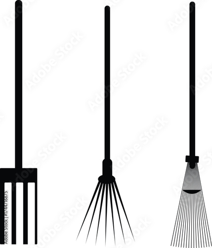 Garden Rake Tools Collection,Yard Equipment for Landscaping and Cleaning Work