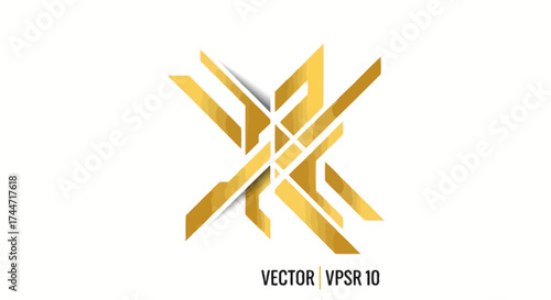 Golden crisscross design showcasing interconnected modern lines and artistic geometric flair