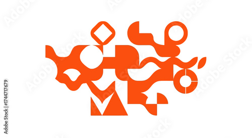 Tableau sur toile Intricate geometric composition blending vibrant forms and dynamic interconnecti