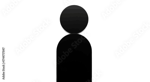 Minimalist black glyph design person silhouette against a stark white backdrop creates anonymity