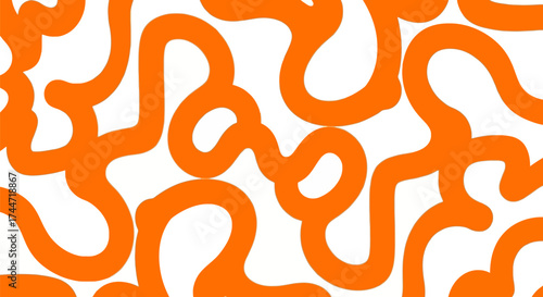 Tangerine tango meandering maze contemporary art background seamlessly connecting curves and lines