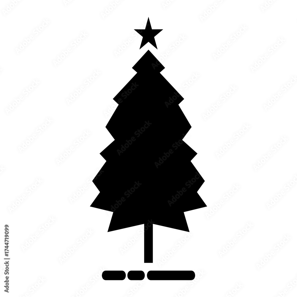 Fototapeta premium Pine tree icon. With black and white background.