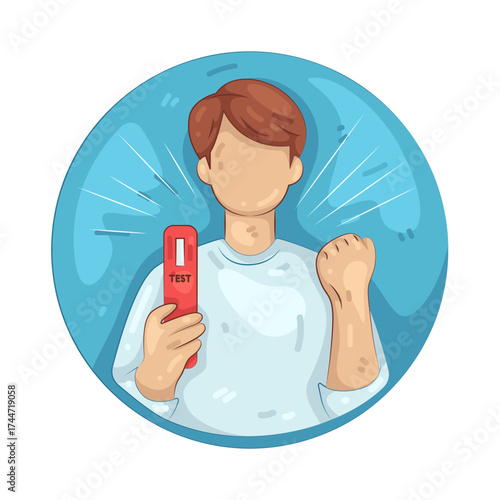 Illustration of Man Holding Negative HIV Test