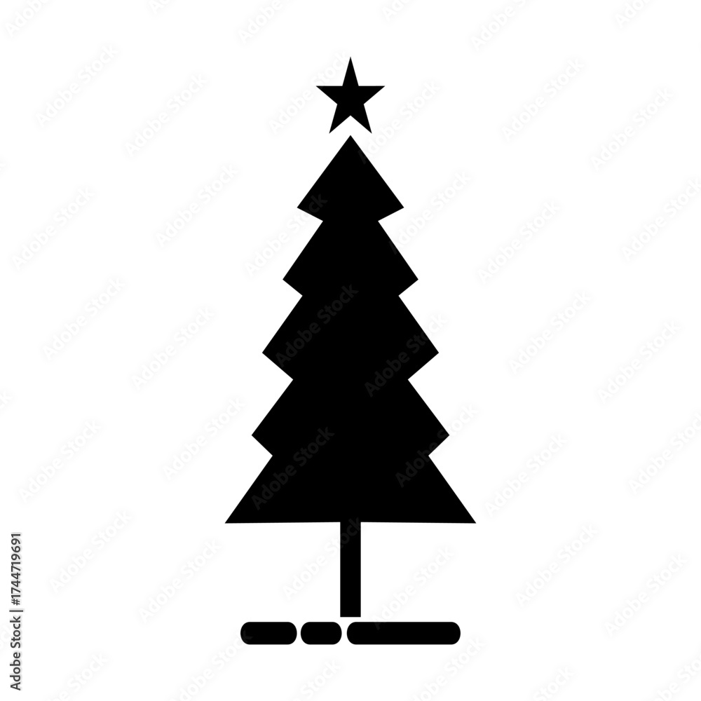 Fototapeta premium Pine tree icon. With black and white background.