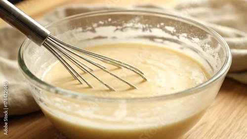 Waffle Batter's Gentle Swirl in Natural Light A Whisk's Quiet Moment