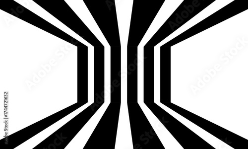 Black on white abstract perspective line wave stripes with 3d dimensional effect isolated on white. vector illustration