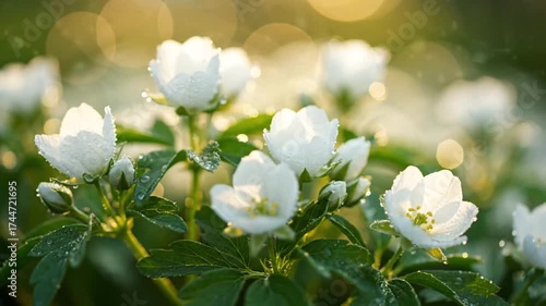 Ethereal White Flowers with Gentle Zoom and Soft Bokeh Light