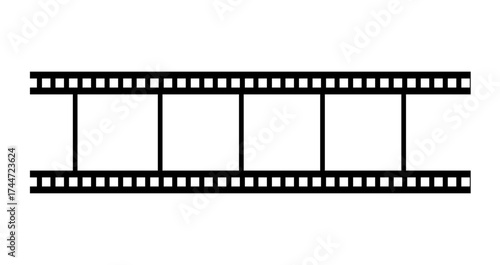 Vintage Movie Film Strip Roll on Transparent Background – Classic Cinema Tape Frame, Retro Photo Negative Border, Old Video Film Frame Design