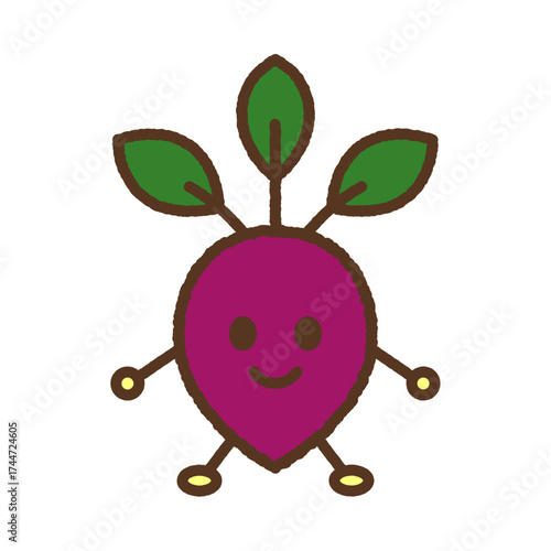 キャラクター風の食べ物アイコン　ラディッシュ