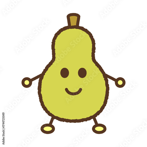 キャラクター風の食べ物アイコン　梨