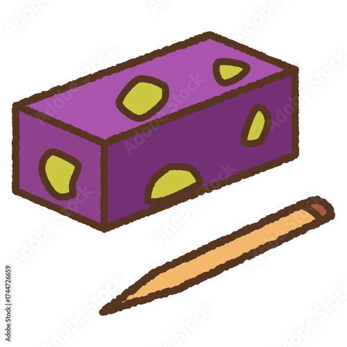 手書き風の単品アイコンイラスト　和菓子　栗羊羹
