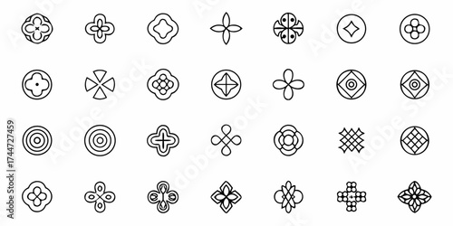 Explore a stunning collection of geometric icons perfect for modern logo designs, abstract patterns, and creative digital art projects requiring unique, minimalist elements