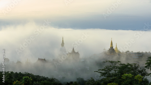 Wat Phra That Pha Sorn Kaew or Pha Sorn Kaew temple with foggy, Phetchabun, Thailand