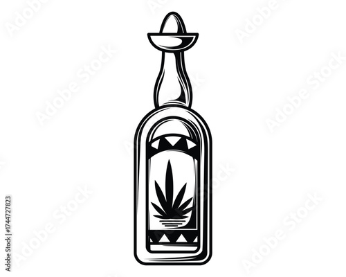Mexican tequila alchohal black shape icon silhouette vector flat illustration design on white background