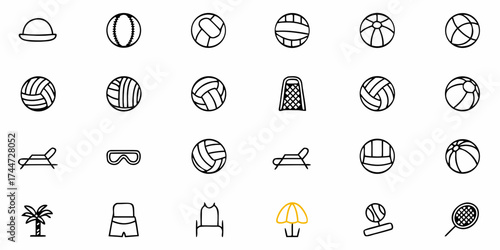 Get Ready for Summer Fun with this Beach Icon Set - Perfect for Travel Blogs, Vacation Ads, and Tropical Getaway Promotions! Originally a scalable vector graphic.