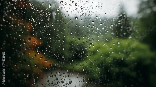 Rainy day window view: relaxing rain sounds for sleep and study ambience