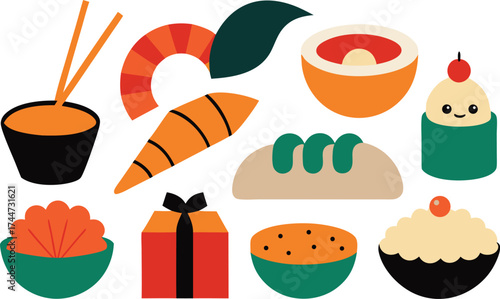 Vibrant asian food vector collection 200 sushi ramen delicious icons scalable eps format