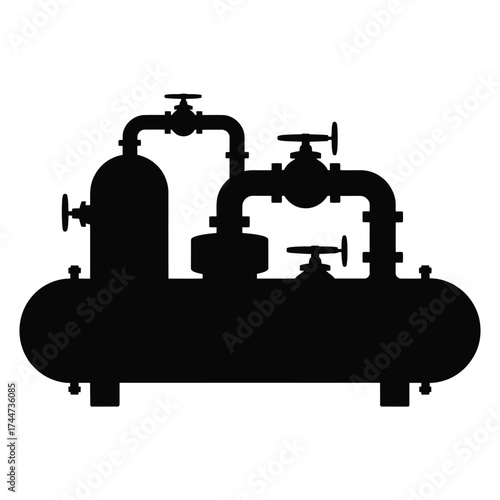 Industrial oil and gas processing equipment silhouette