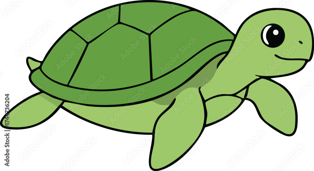 Obraz premium Cute Flat Vector Turtle Illustration