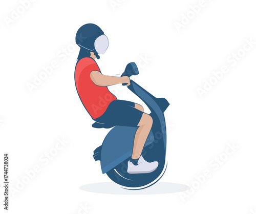 Illustration of Person Riding Electric Unicycle