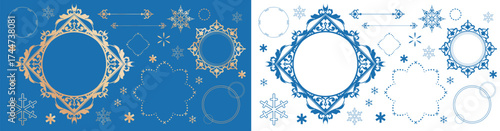 クリスマスのフレームデザインセット