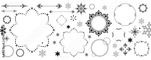 クリスマスのフレームデザインセット