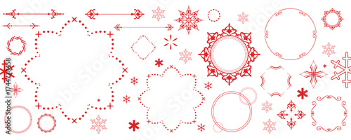 クリスマスのフレームデザインセット