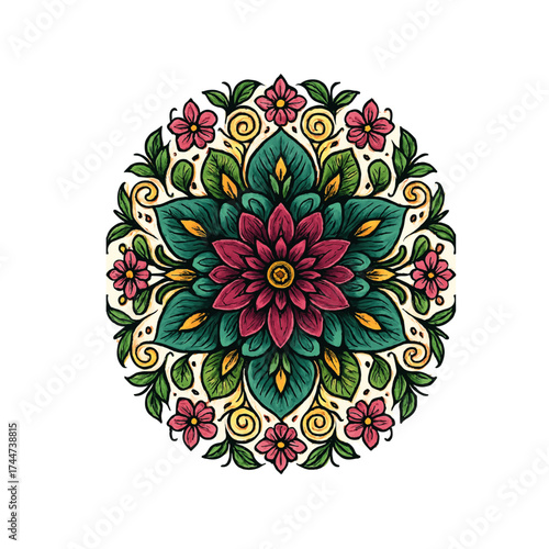 Circular pattern in the form of a mandala. Henna tatoo mandala. Mehndi style. 