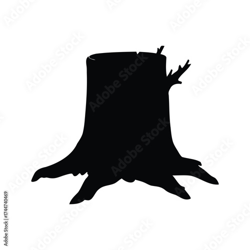 Black tree stump silhouette against a white background is quite captivating image, dead branch stump silhouette vector illustration