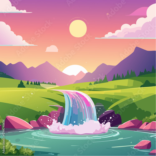 colorful water splash in vibrant shades of green, purple, yellow, and pink