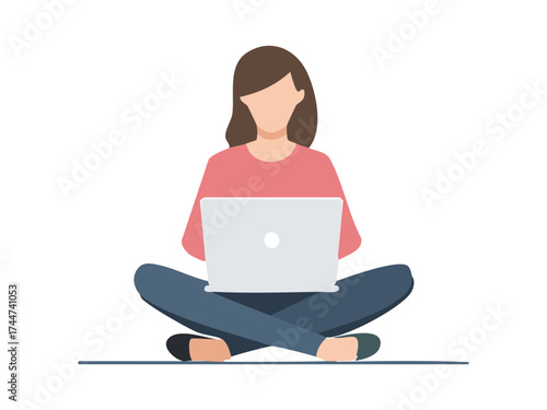 Vector art silhouette of coder with laptop