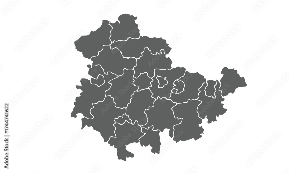 Fototapeta premium Thuringia germany map isolated on white background for website layouts,background,education, precise,customizable,Travel worldwide,map silhouette backdrop,earth geography, political.