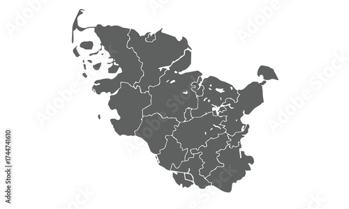 Schleswig-Holstein germany map isolated on white background for website layouts,background,education, precise,customizable,Travel worldwide,map silhouette backdrop,earth geography, political.