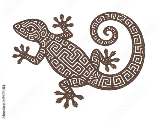 gecko ethnical grunge hand drawing (artwork 1)