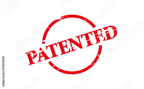 PATENTED - Red Rubber Stamp With text message PATENTED
