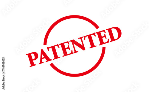 PATENTED - Red Rubber Stamp With text message PATENTED
