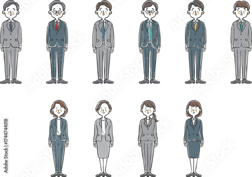 いろいろなビジネスパーソン　全身　ベクター
