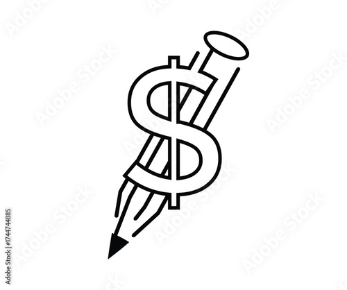 Abstract Dollar Symbol Illustration on Black