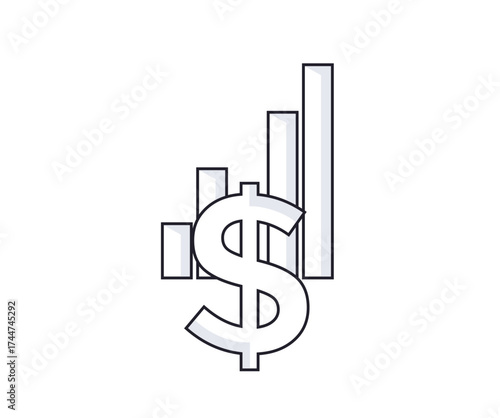 Dollar Sign and Bar Graph Illustration