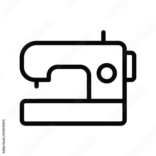Sewing machine line icon, tailoring and fashion design equipment symbol, simple outline style on white background