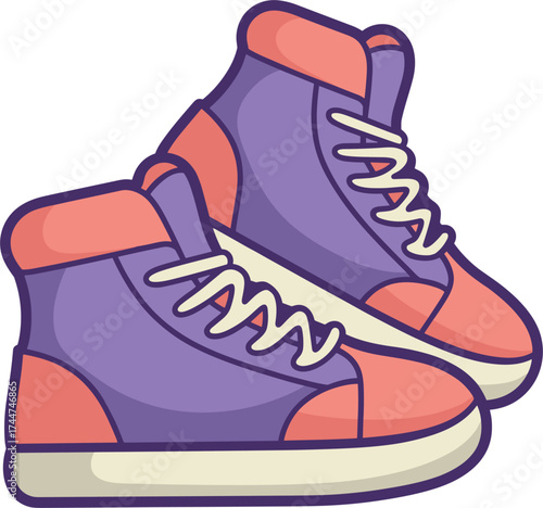 Purple and Coral High-Top Sneakers untitled illustration