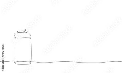 Continuous line drawing of Soda Can on white background.