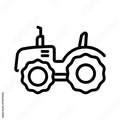 Vector black line icon for Tractor